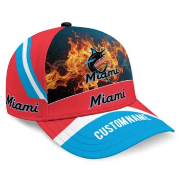 Miami Marlins Cap - Personalized Blazing Fire Blue