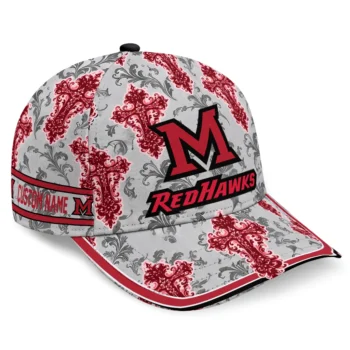 Miami RedHawks Cap - Customized Damask Pattern Red White