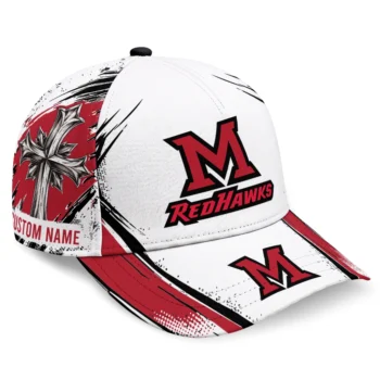 Miami RedHawks Cap - Customized Grunge Cross Red White