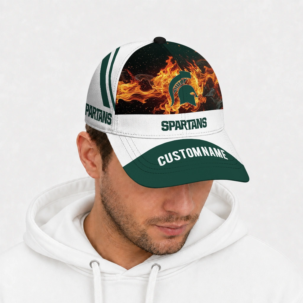 michigan-state-spartans-cap-personalized-blazing-fire-green-new-arrival.webp