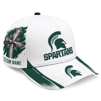 Michigan State Spartans Cap - Personalized Grunge Cross Green White