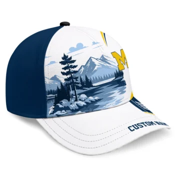 Michigan Wolverines Cap - Custom Flat Illustration Blue White
