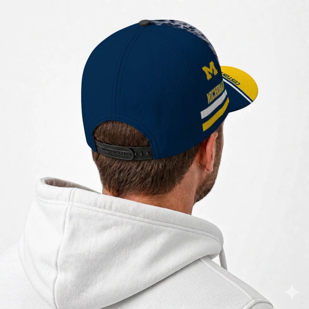 michigan-wolverines-cap-custom-tropical-floral-blue-latest-model.webp