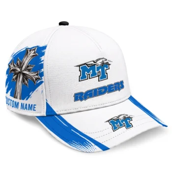 Middle Tennessee Blue Raiders Cap - Custom Grunge Cross Blue White