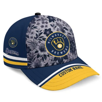 Milwaukee Brewers Cap - Custom Tropical Floral Navy Blue