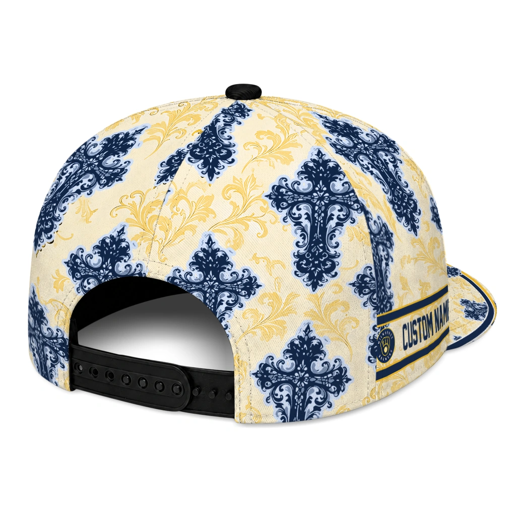 milwaukee-brewers-cap-customized-damask-pattern-navy-blue-white-fashion-forward.webp