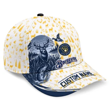 Milwaukee Brewers Cap - Personalized Toile Pattern Navy Blue White