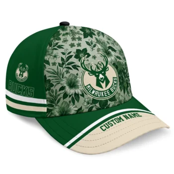 Milwaukee Bucks Cap - Custom Tropical Floral Green