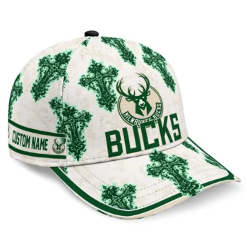 Milwaukee Bucks Cap - Customized Damask Pattern Green White