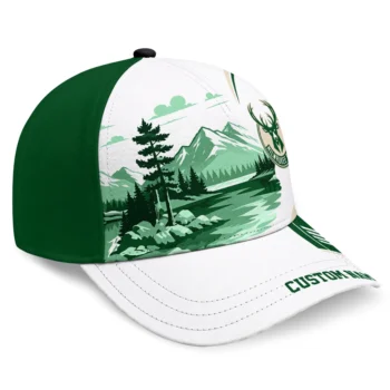 Milwaukee Bucks Cap - Customized Flat Illustration Green White