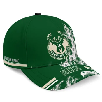 Milwaukee Bucks Cap - Customized Smoke Flames Green