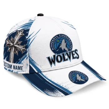 Minnesota Timberwolves Cap - Custom Grunge Cross Midnight Blue White