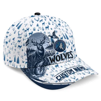 Minnesota Timberwolves Cap - Custom Toile Pattern Midnight Blue White