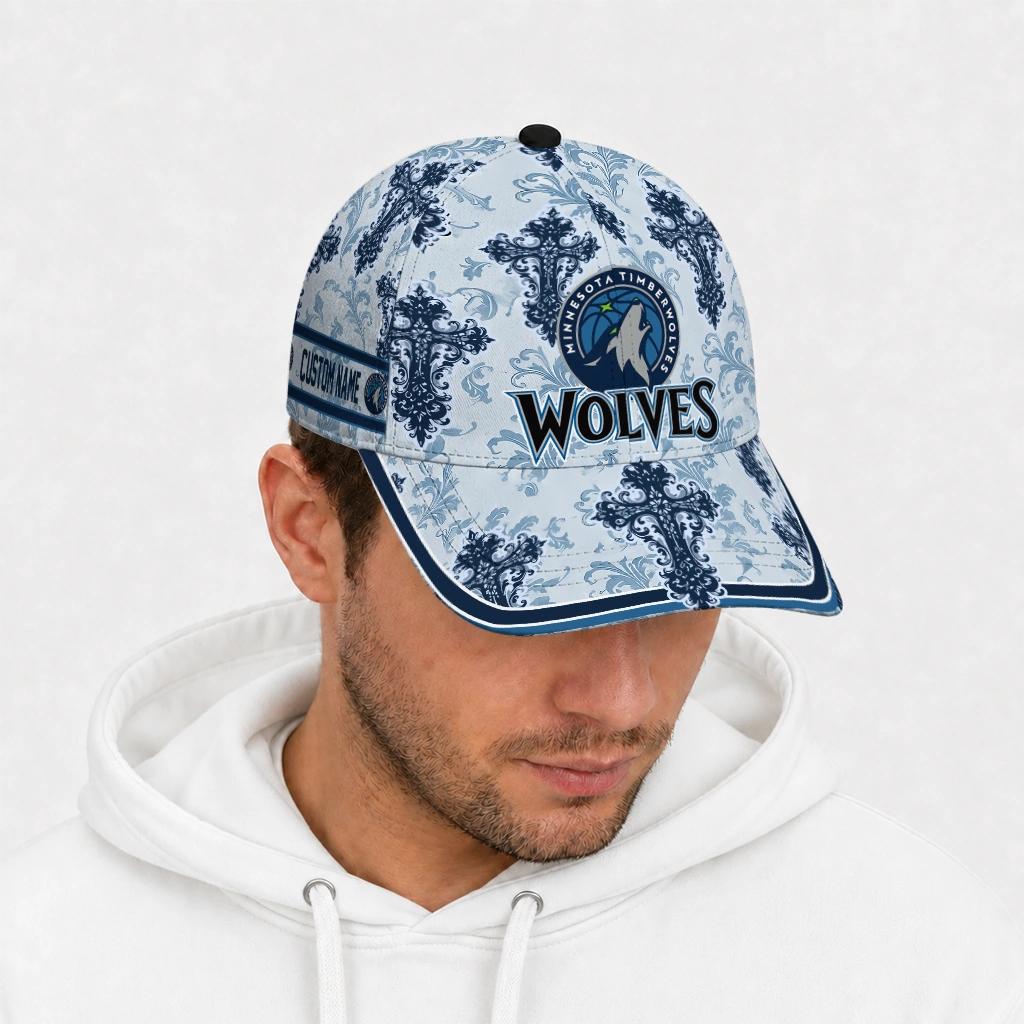 minnesota-timberwolves-cap-personalized-damask-pattern-midnight-blue-white-new-arrival.webp
