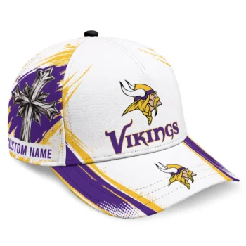 Minnesota Vikings Cap - Customized Grunge Cross Purple White