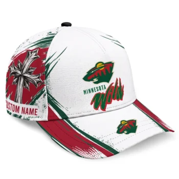 Minnesota Wild Cap - Custom Grunge Cross Red White