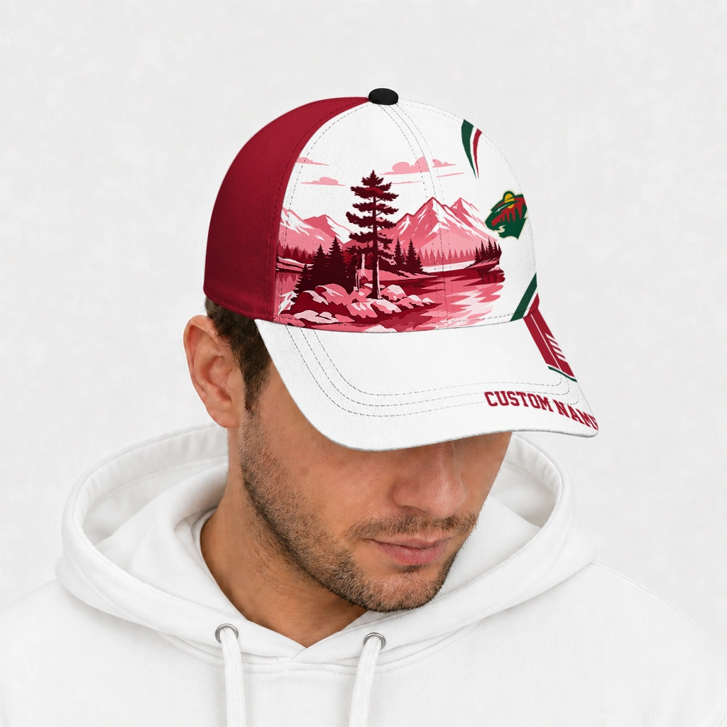 minnesota-wild-cap-personalized-flat-illustration-red-white-new-arrival.webp