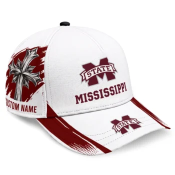 Mississippi State Bulldogs Cap - Customized Grunge Cross Maroon White