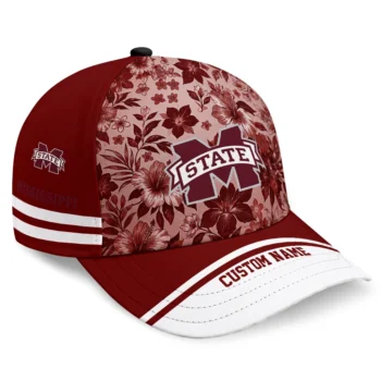 Mississippi State Bulldogs Cap - Customized Tropical Floral Maroon