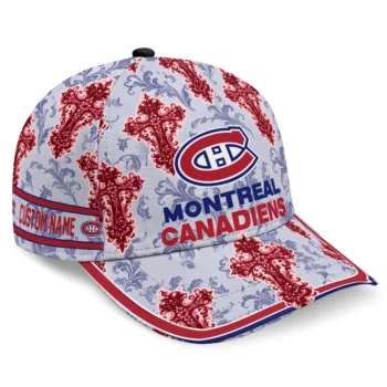 Montreal Canadiens Cap - Custom Damask Pattern Red White