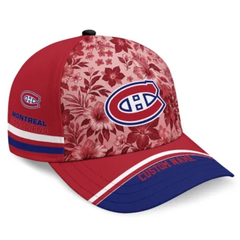 Montreal Canadiens Cap - Personalized Tropical Floral Red