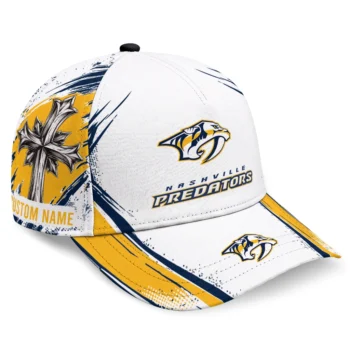 Nashville Predators Cap - Personalized Grunge Cross Gold White