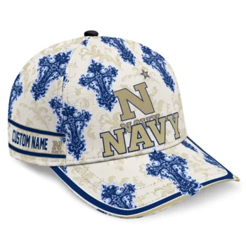 Navy Midshipmen Cap - Customized Damask Pattern Blue White