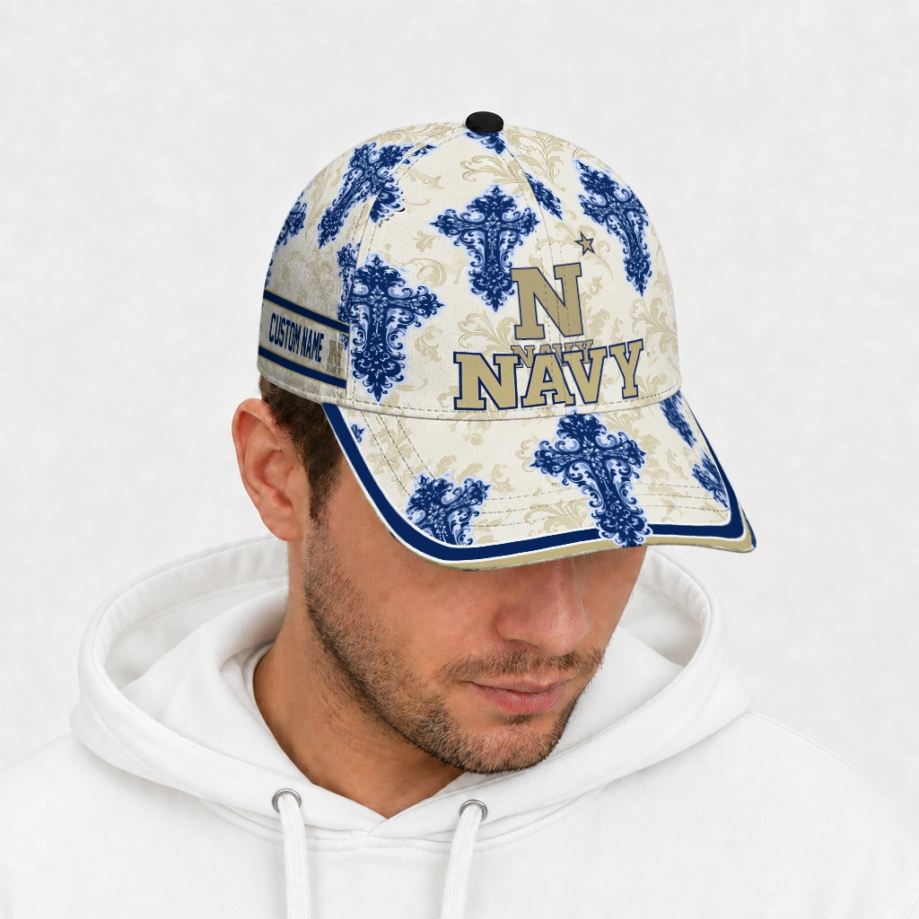 navy-midshipmen-cap-customized-damask-pattern-blue-white-new-arrival.webp