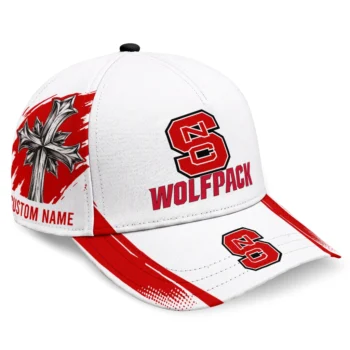 NC State Wolfpack Cap - Personalized Grunge Cross Red White