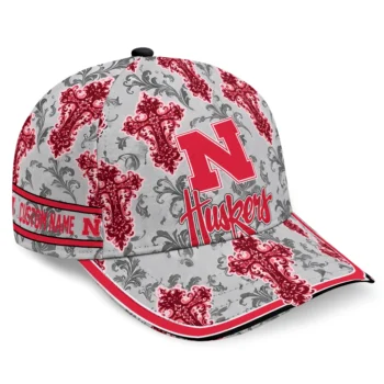 Nebraska Cornhuskers Cap - Custom Damask Pattern Red White