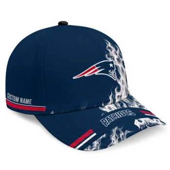New England Patriots Cap - Customized Smoke Flames Blue