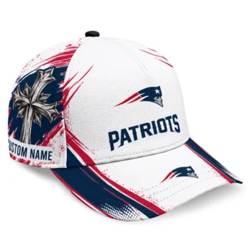New England Patriots Cap - Personalized Grunge Cross Blue White