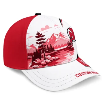 New Jersey Devils Cap - Personalized Flat Illustration Red White