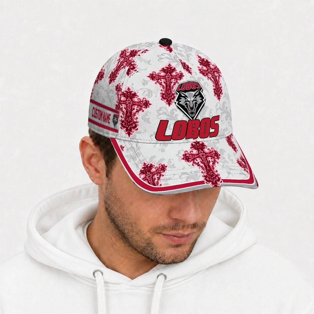 new-mexico-lobos-cap-personalized-damask-pattern-red-white-new-arrival.webp