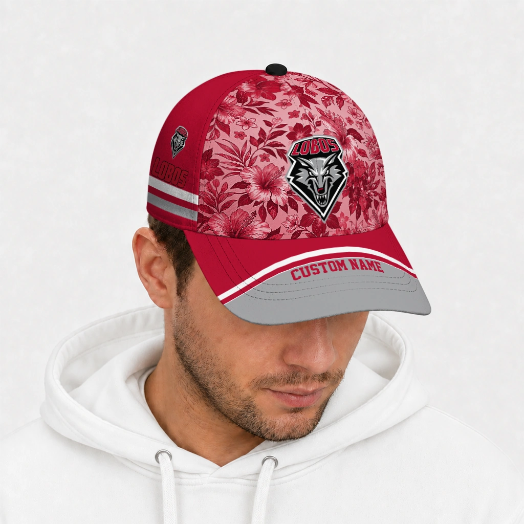 new-mexico-lobos-cap-personalized-tropical-floral-red-new-arrival.webp