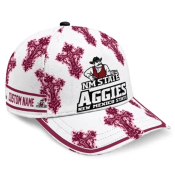 New Mexico State Aggies Cap - Personalized Damask Pattern Crimson White