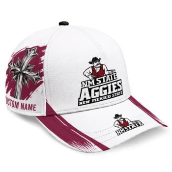 New Mexico State Aggies Cap - Personalized Grunge Cross Crimson White