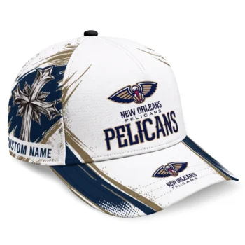 New Orleans Pelicans Cap - Customized Grunge Cross Navy White