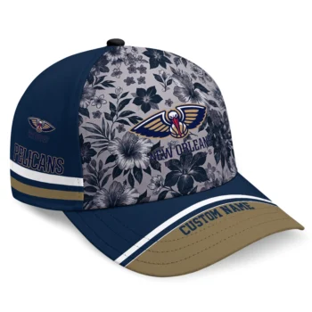 New Orleans Pelicans Cap - Personalized Tropical Floral Navy