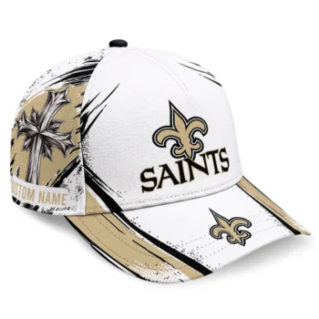 New Orleans Saints Cap - Custom Grunge Cross Gold White