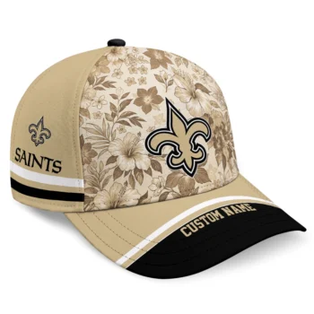 New Orleans Saints Cap - Customized Tropical Floral Gold