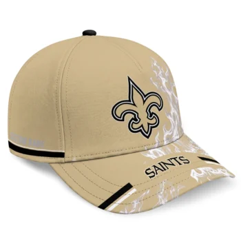 New Orleans Saints Cap - Personalized Smoke Flames Gold