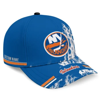 New York Islanders Cap - Custom Smoke Flames Blue