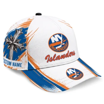 New York Islanders Cap - Customized Grunge Cross Blue White