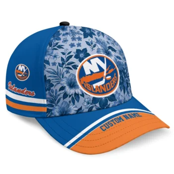 New York Islanders Cap - Personalized Tropical Floral Blue