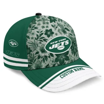 New York Jets Cap - Custom Tropical Floral Green