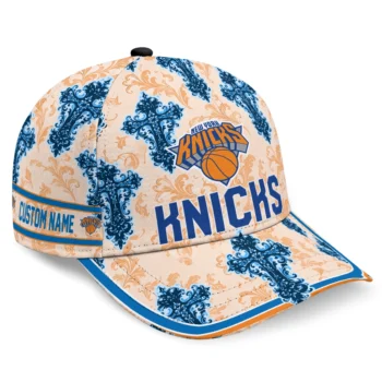 New York Knicks Cap - Customized Damask Pattern Blue White
