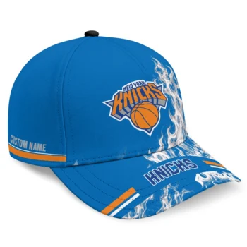 New York Knicks Cap - Customized Smoke Flames Blue