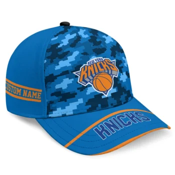 New York Knicks Cap - Personalized Pixel Camo Blue