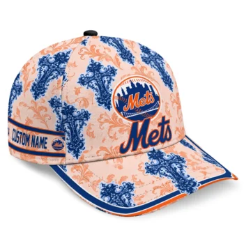 New York Mets Cap - Custom Damask Pattern Blue White